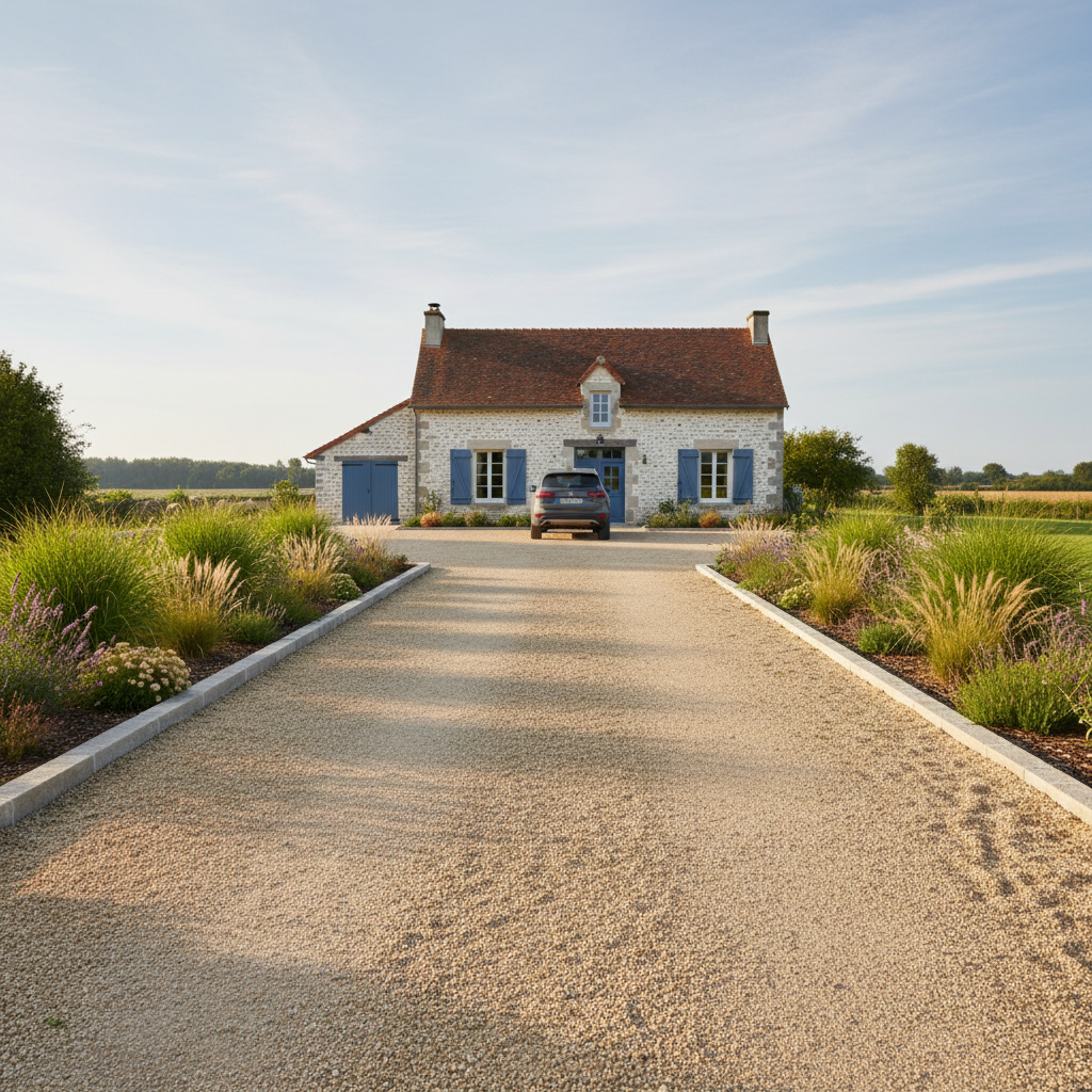 Allée gravier voiture, tout savoir pour bien la réaliser, par Allevia, paysagiste en Vendée